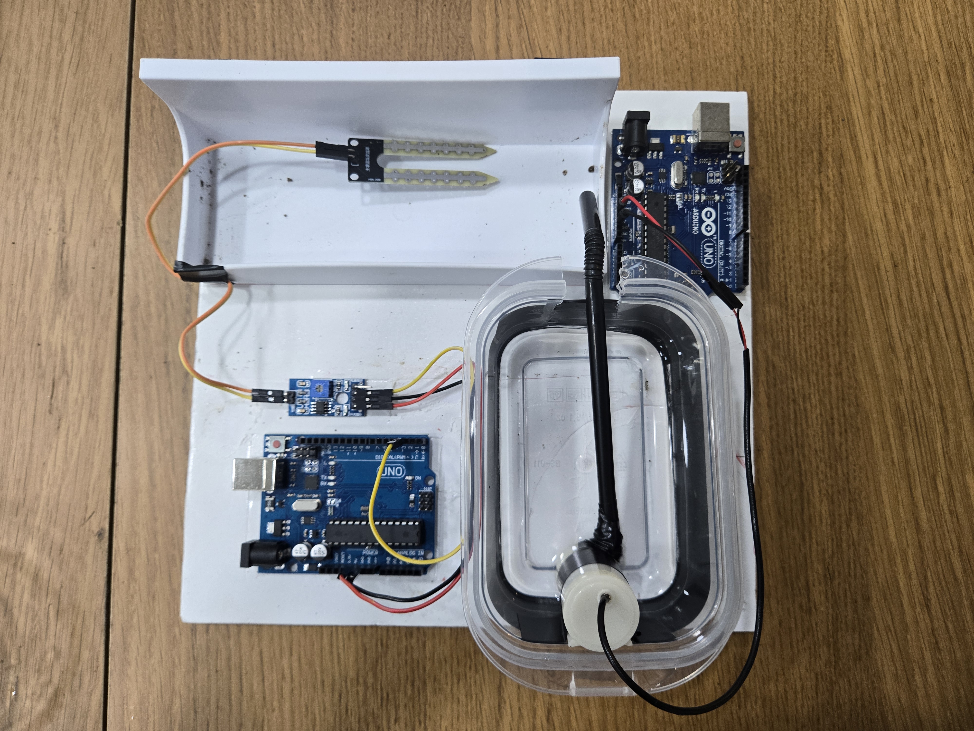 Actual build photo of the smart farm irrigation prototype